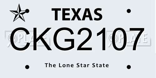 CKG2107 Texas License Plate