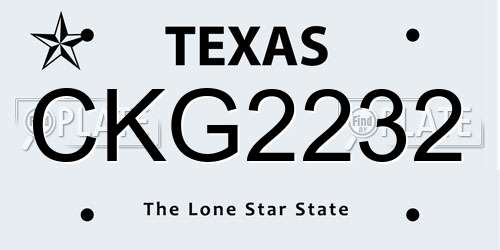 CKG2232 Texas License Plate