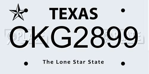 CKG2899 Texas License Plate