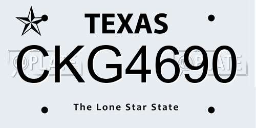 CKG4690 Texas License Plate