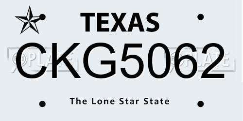 CKG5062 Texas License Plate