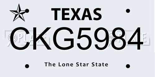 CKG5984 Texas License Plate