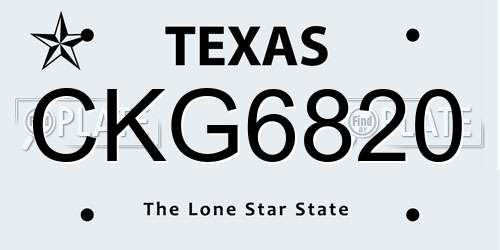 CKG6820 Texas License Plate