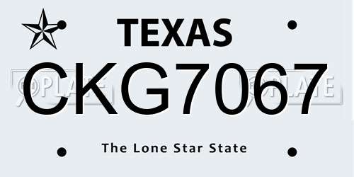 CKG7067 Texas License Plate