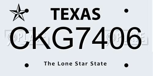 CKG7406 Texas License Plate