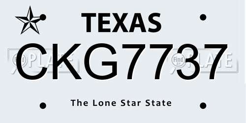 CKG7737 Texas License Plate