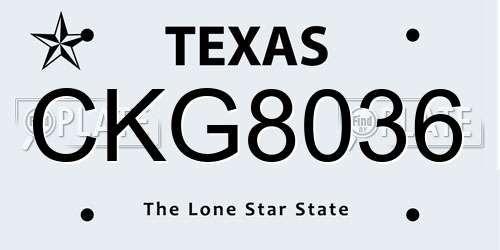 CKG8036 Texas License Plate