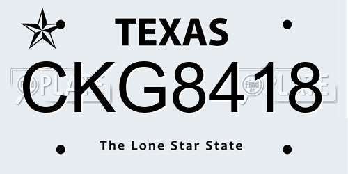 CKG8418 Texas License Plate
