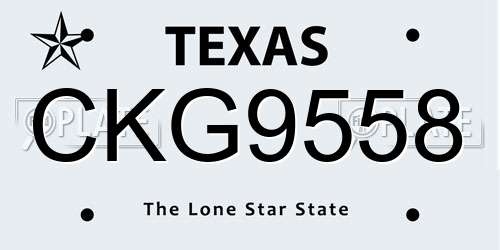 CKG9558 Texas License Plate