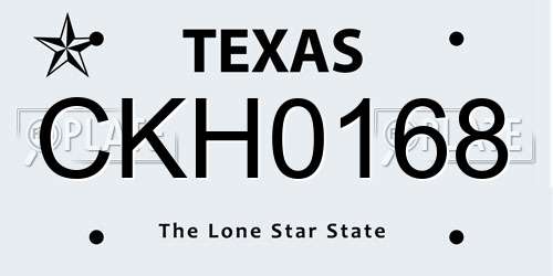 CKH0168 Texas License Plate