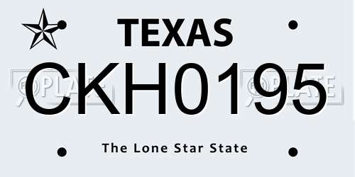 CKH0195 Texas License Plate