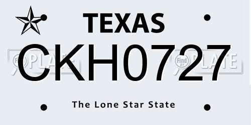 CKH0727 Texas License Plate