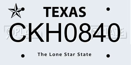 CKH0840 Texas License Plate