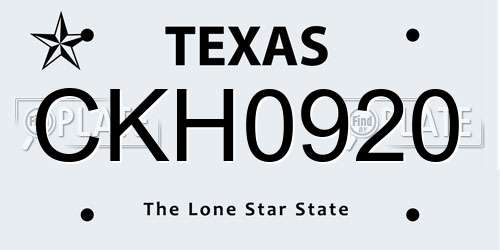CKH0920 Texas License Plate