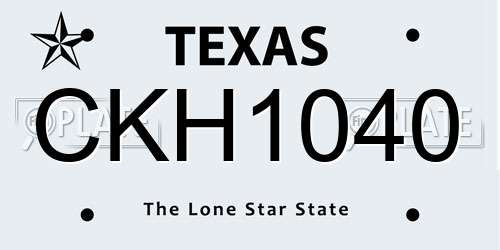 CKH1040 Texas License Plate