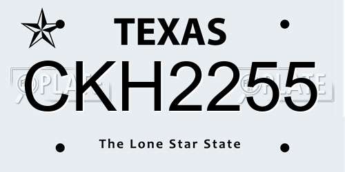 CKH2255 Texas License Plate