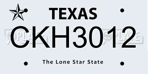 CKH3012 Texas License Plate
