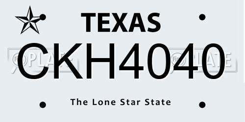 CKH4040 Texas License Plate