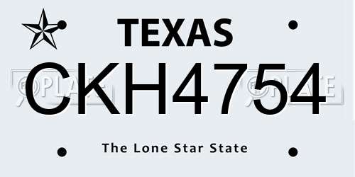 CKH4754 Texas License Plate