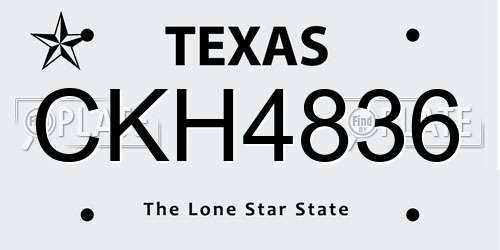 CKH4836 Texas License Plate