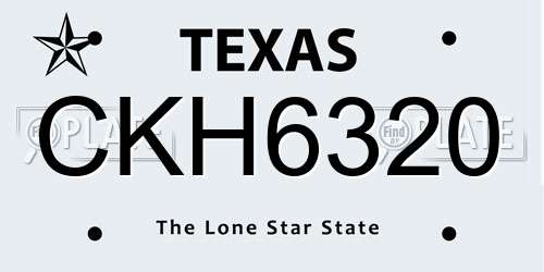 CKH6320 Texas License Plate