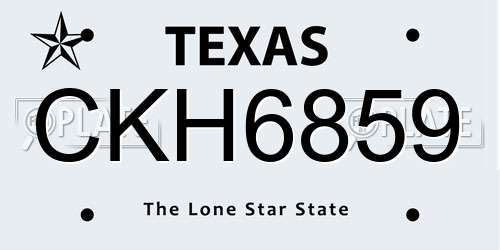 CKH6859 Texas License Plate