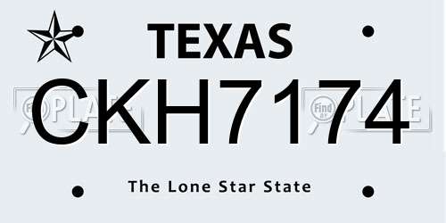 CKH7174 Texas License Plate