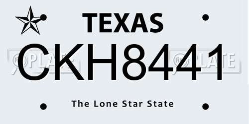CKH8441 Texas License Plate