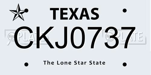 CKJ0737 Texas License Plate