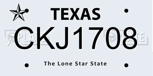CKJ1708 Texas License Plate