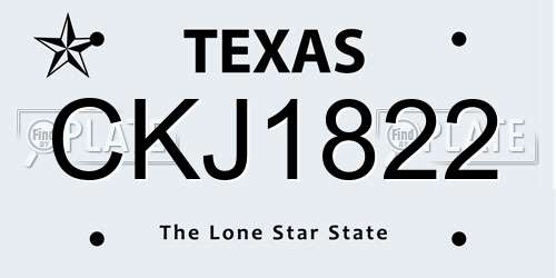 CKJ1822 Texas License Plate