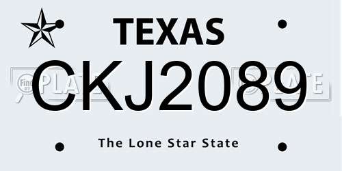 CKJ2089 Texas License Plate