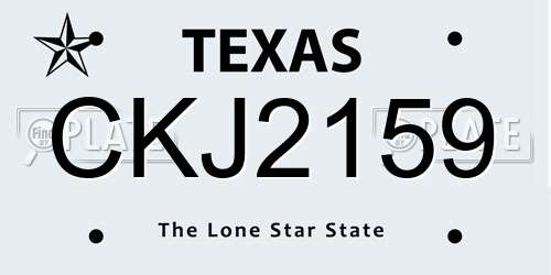CKJ2159 Texas License Plate