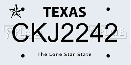 CKJ2242 Texas License Plate