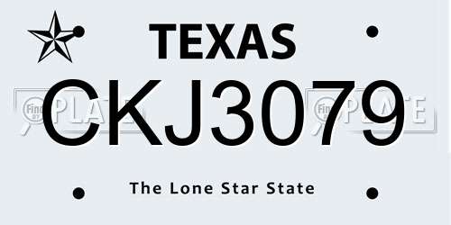 CKJ3079 Texas License Plate