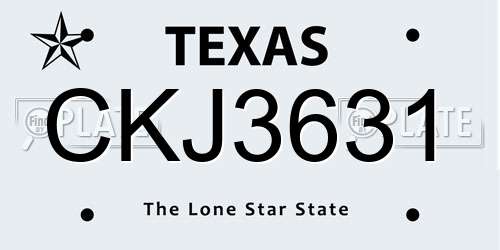CKJ3631 Texas License Plate