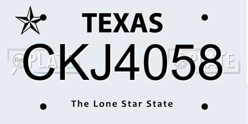 CKJ4058 Texas License Plate