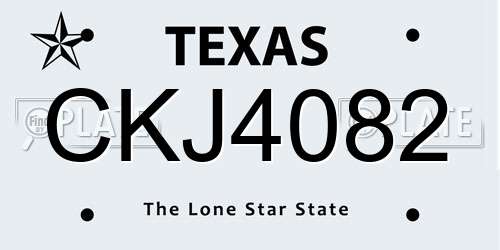 CKJ4082 Texas License Plate