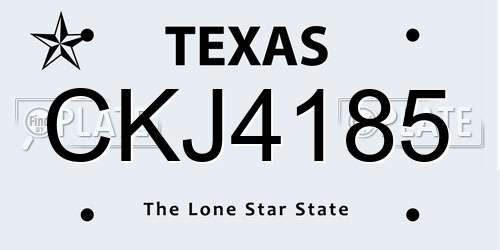 CKJ4185 Texas License Plate