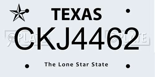 CKJ4462 Texas License Plate