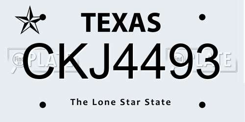 CKJ4493 Texas License Plate