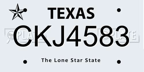 CKJ4583 Texas License Plate