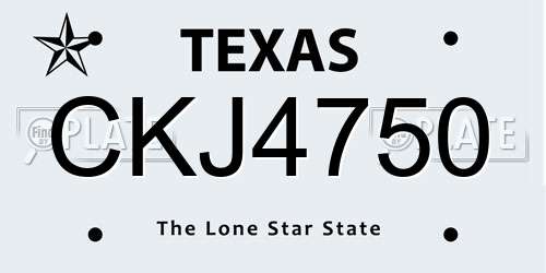 CKJ4750 Texas License Plate