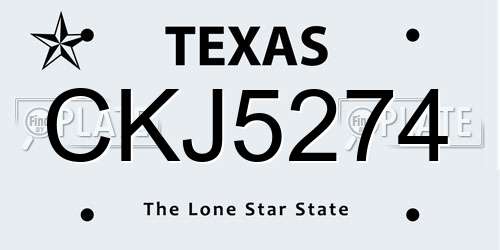 CKJ5274 Texas License Plate