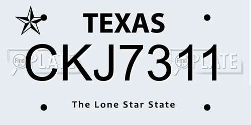 CKJ7311 Texas License Plate