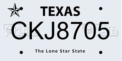 CKJ8705 Texas License Plate
