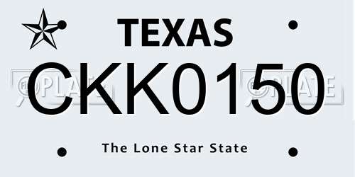CKK0150 Texas License Plate