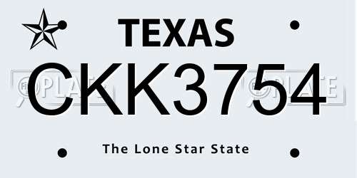 CKK3754 Texas License Plate
