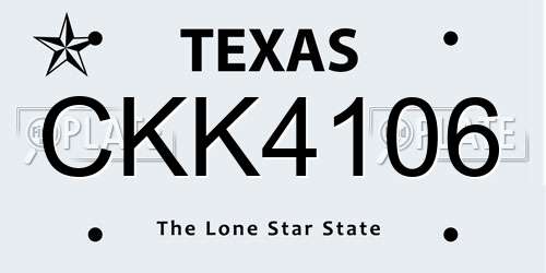 CKK4106 Texas License Plate