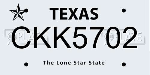 CKK5702 Texas License Plate